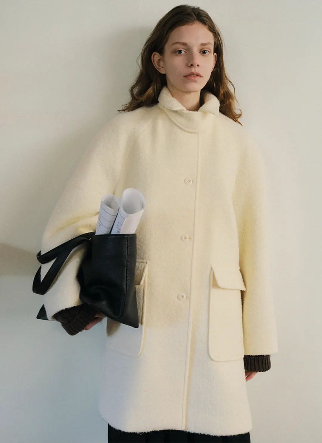 르닐 Alpaca Verde Boucle Half Coat (Ivory) 상품 이미지 2