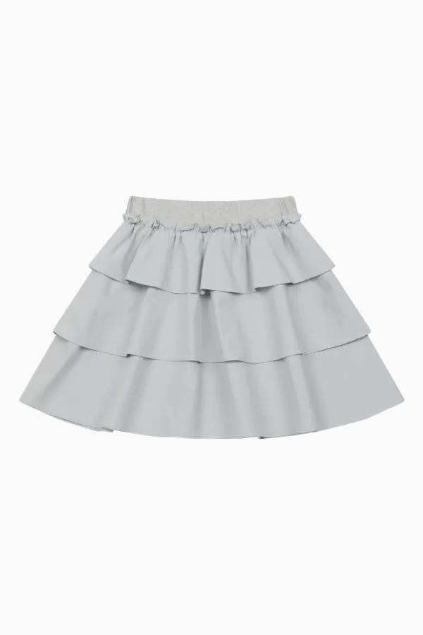 MIXED BANDING SHIRRING SKIRT, SKY BLUE