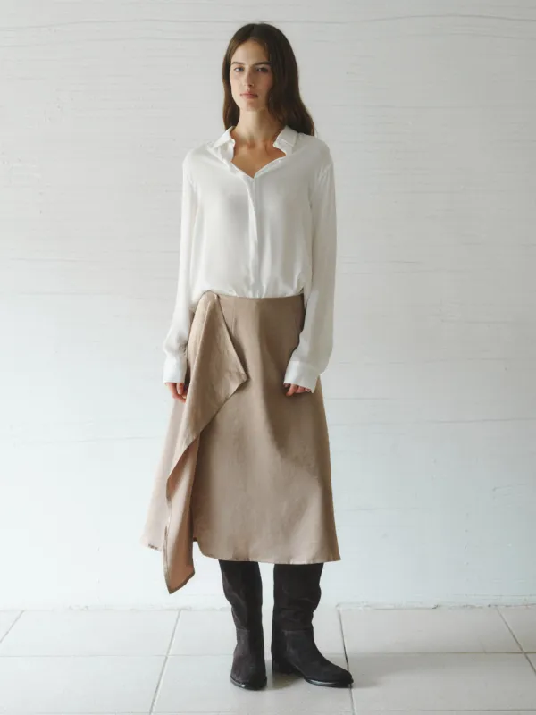 ROSE satin lace skirt_rose brown