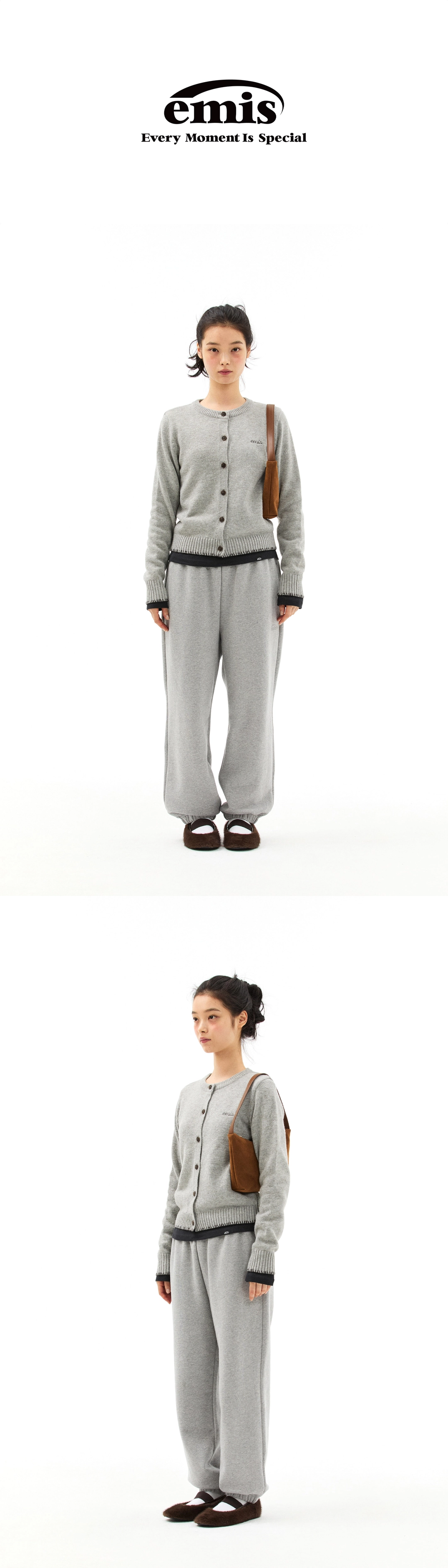 이미스 (W) BLANKET STITCH CARDIGAN-LIGHT GRAY 상품 이미지 2