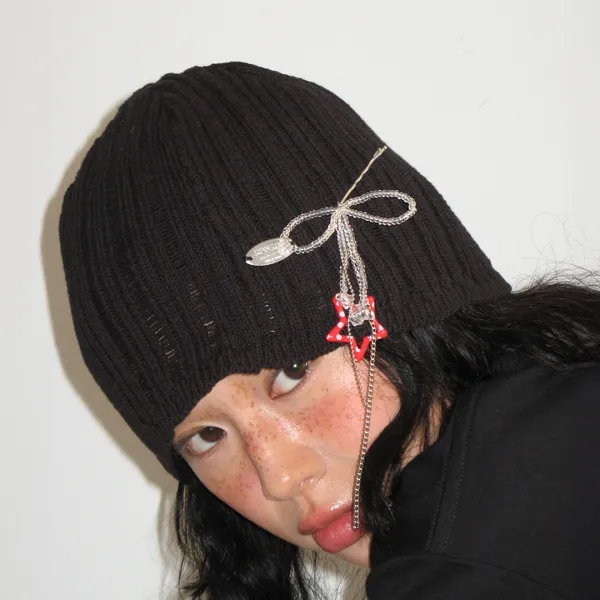 VINTAGE KNIT BEANIE BLACK