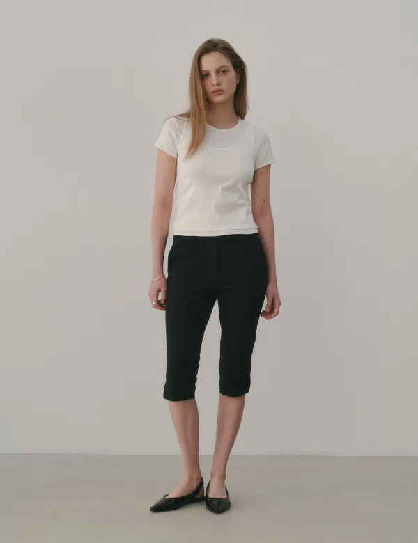 2nd / Capri Stretch Pants (Black)