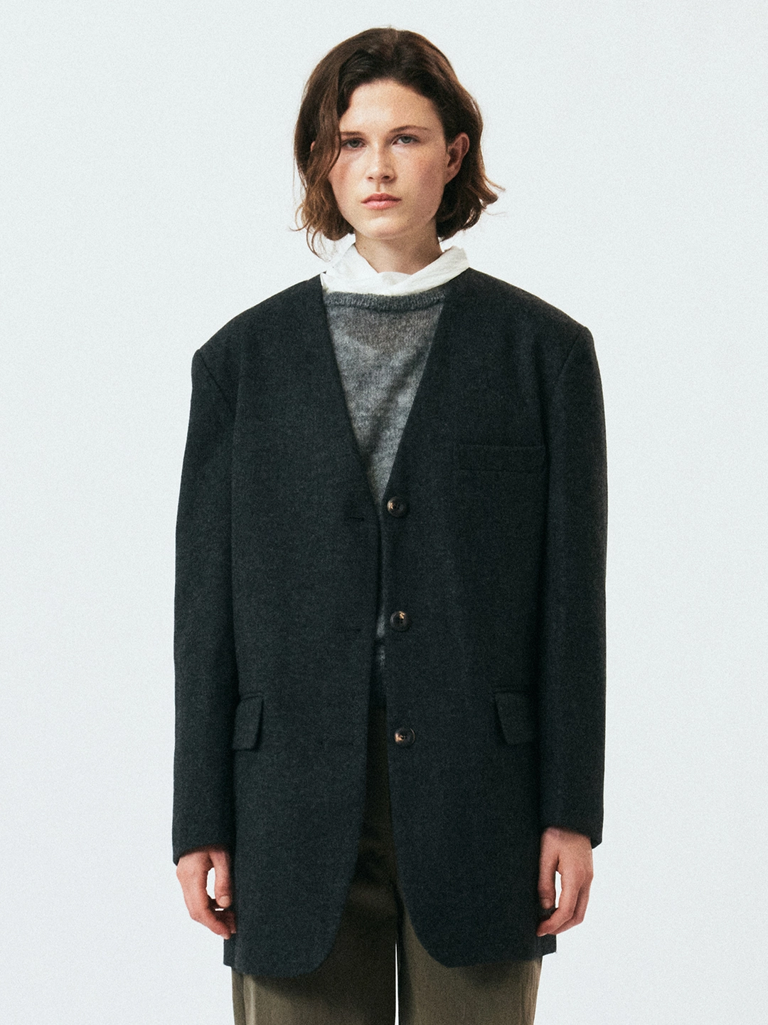 리볼드 Wool V-neck Over JK_(Charcoal) 상품 이미지 2
