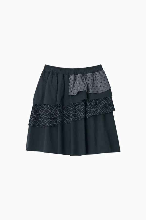 CANCAN LAYERED SKIRT, FLORAL NAVY