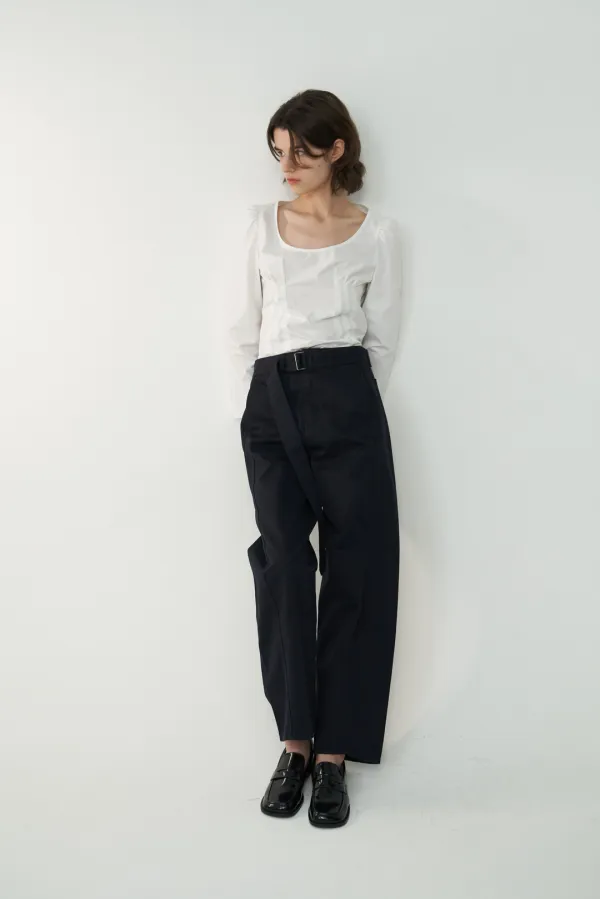 TINO CURVED BELTED PANTS