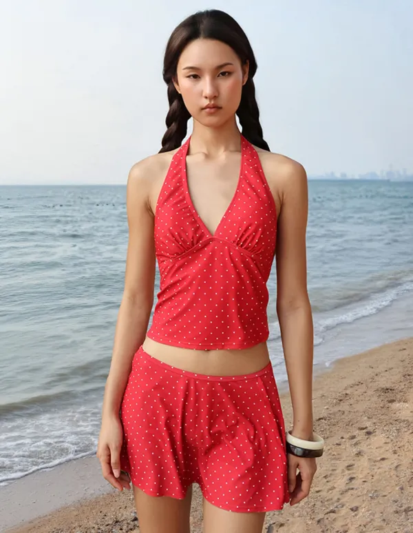 26 Lea Tankini Set - Red / White Dot