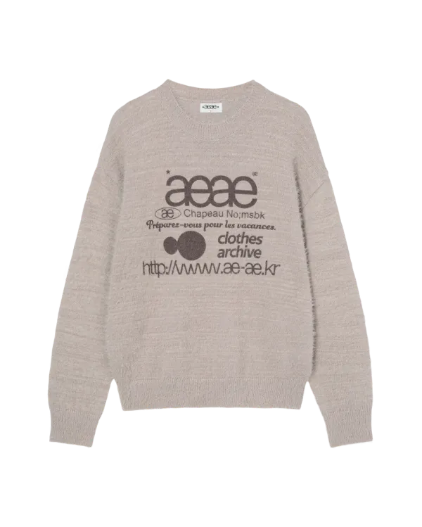WEB LOGO KNIT PULLOVER [TAUPE]