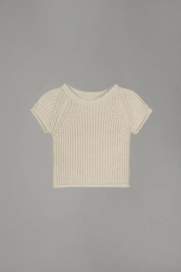 ROLLING CAP SLEEVE KNIT_CREAM