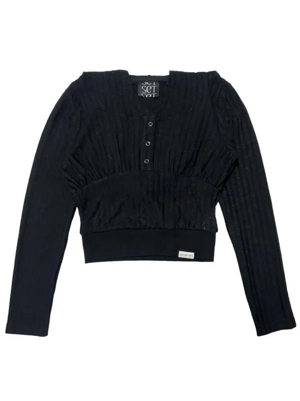 SIGNATURE THREE BUTTON HOODIE BLACK