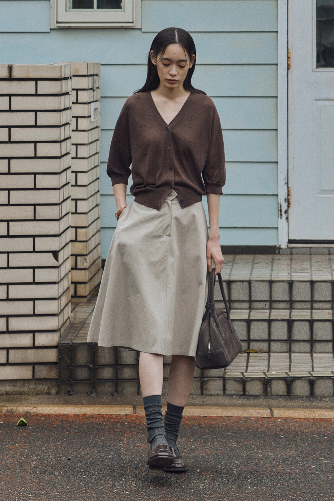 세이지먼트 DOLPHIN FLARE HALF SKIRT_LIGHT KHAKI 상품 이미지 2