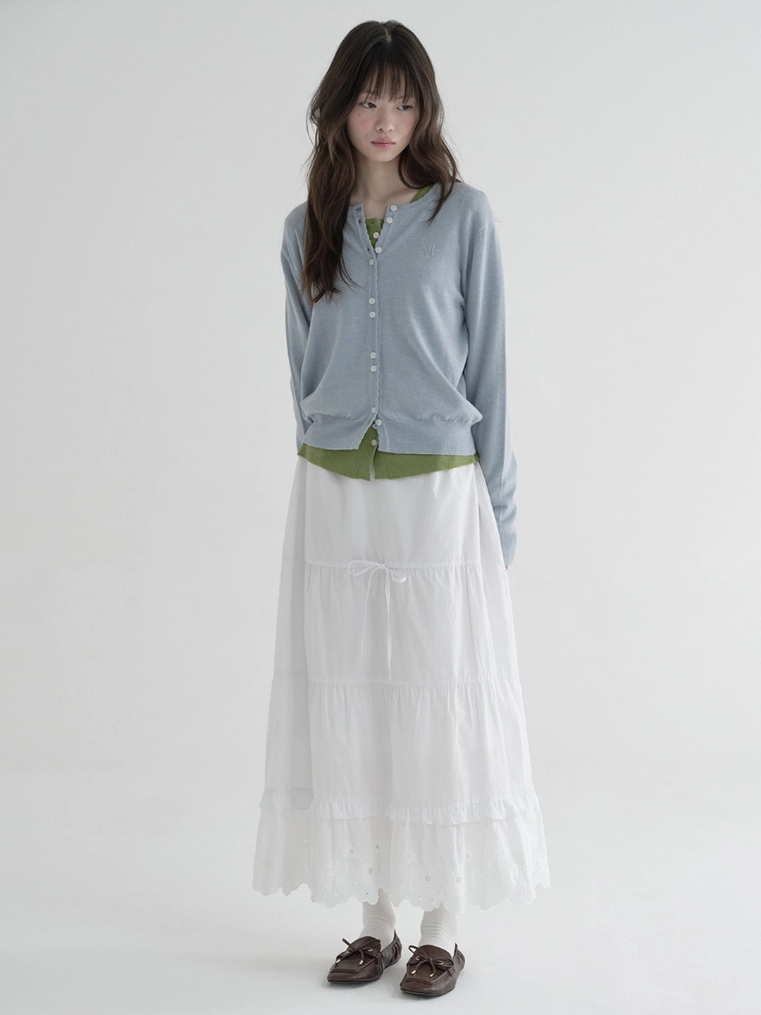 마가린핑거스 ROSE EYELET LONG SKIRT (WHITE) 상품 이미지 2