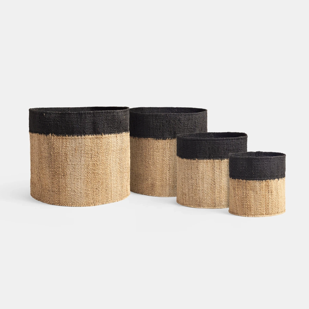 제임스펄스 Tipped Jute Basket 18 X 16 - Natural/Black 상품 이미지 2