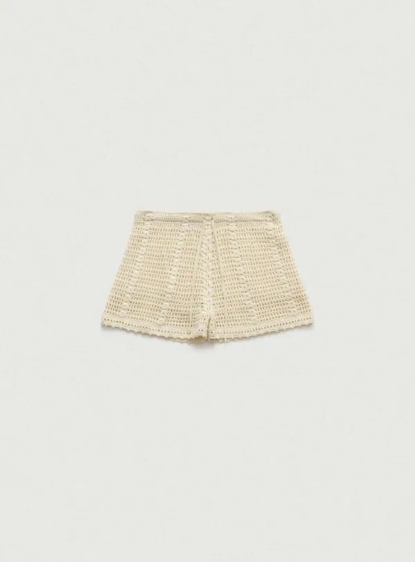 Pai Crochet Drawstring Knit Shorts_Cream