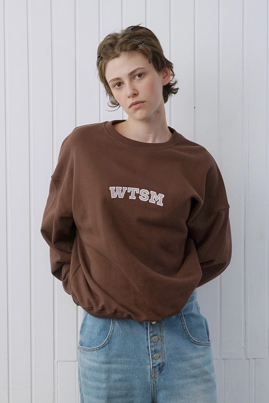 위드아웃썸머 Wtsm logo sweatshirt_brown 상품 이미지 1