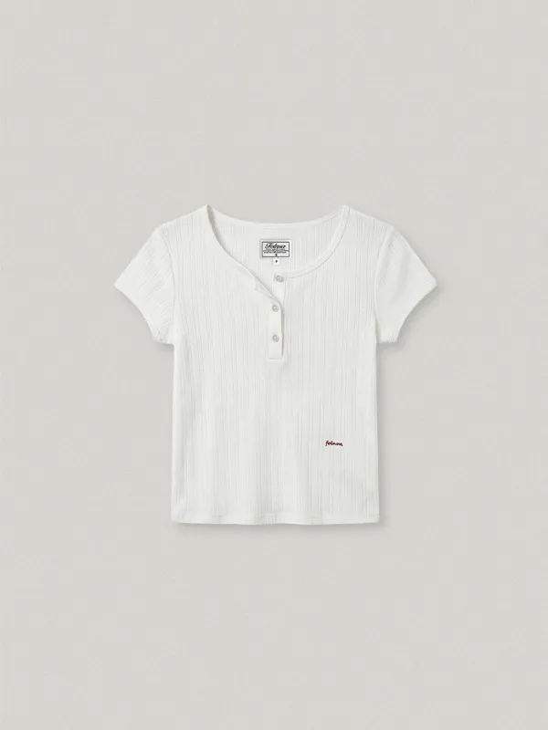 SOFT CAP SLEEVE HENRY NECK T-SHIRT - WHITE소프트 캡 슬리브 헨리넥 티셔츠