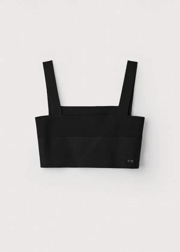 Elastic cotton two way bustier_Black