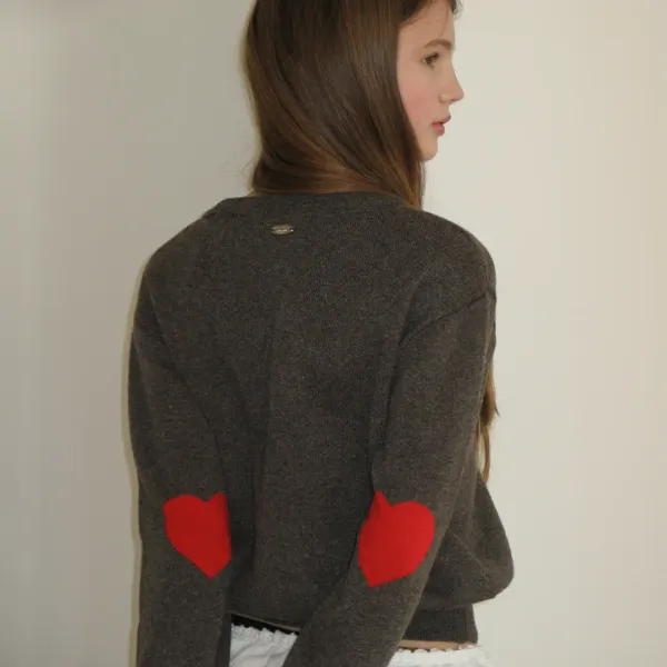 3 HEART JACQUARD PULLOVER KNIT BROWN