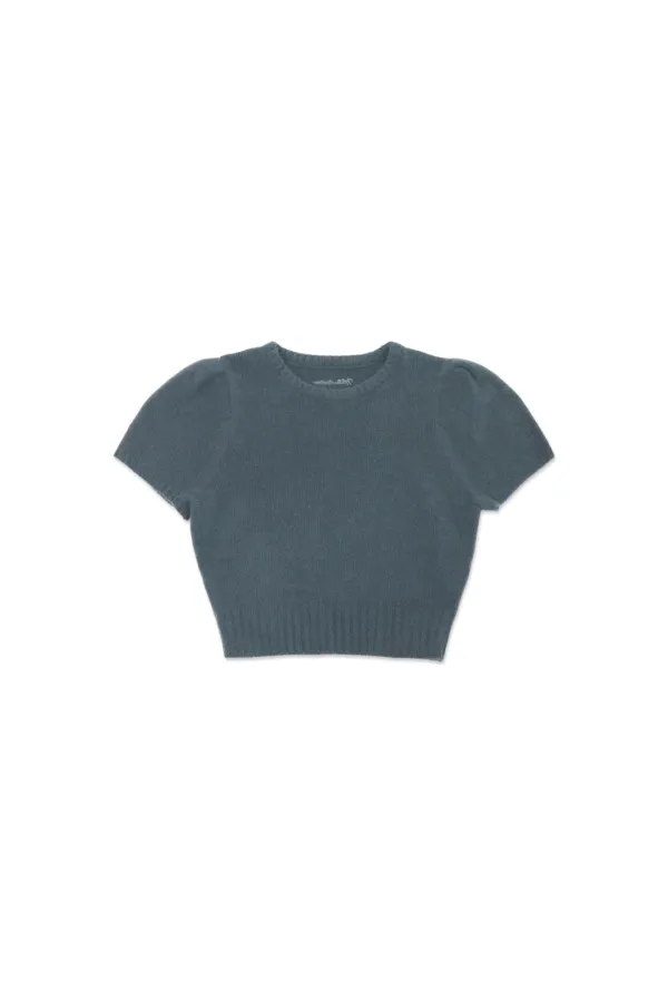 Puff raccoon half knit_dusty blue