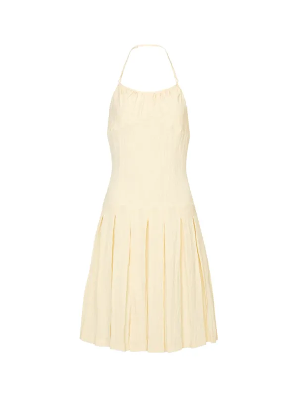 Nylon Halter Neck Dress (Butter)