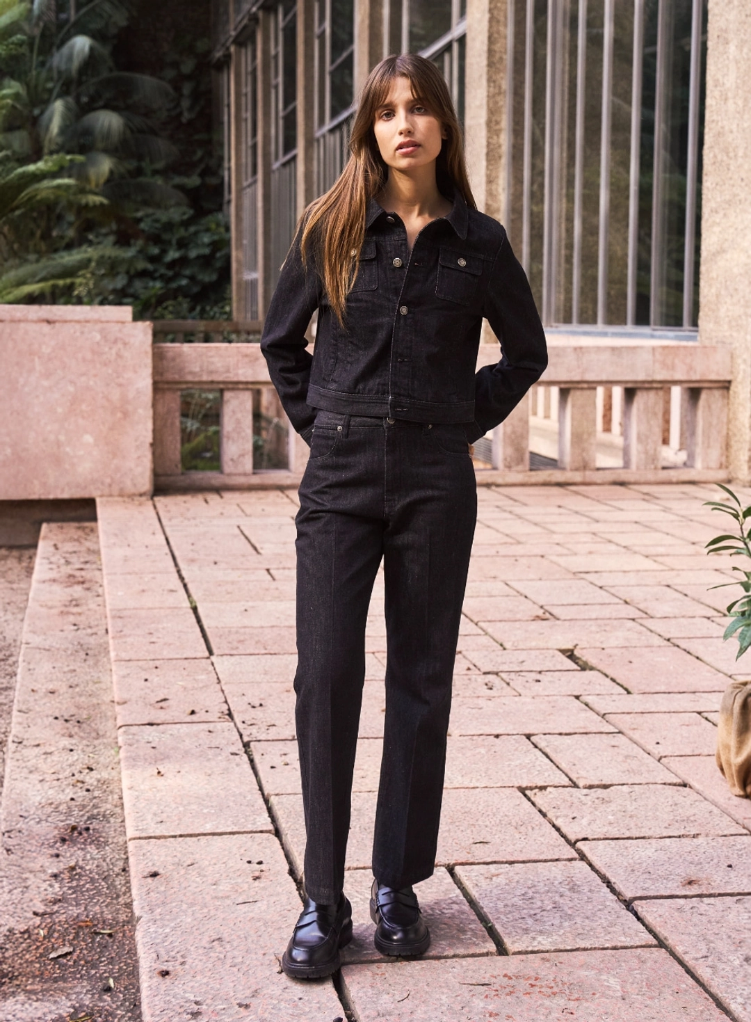 세터 (W) Classic Nonfade Straight Denim Pants - Black 상품 이미지 3