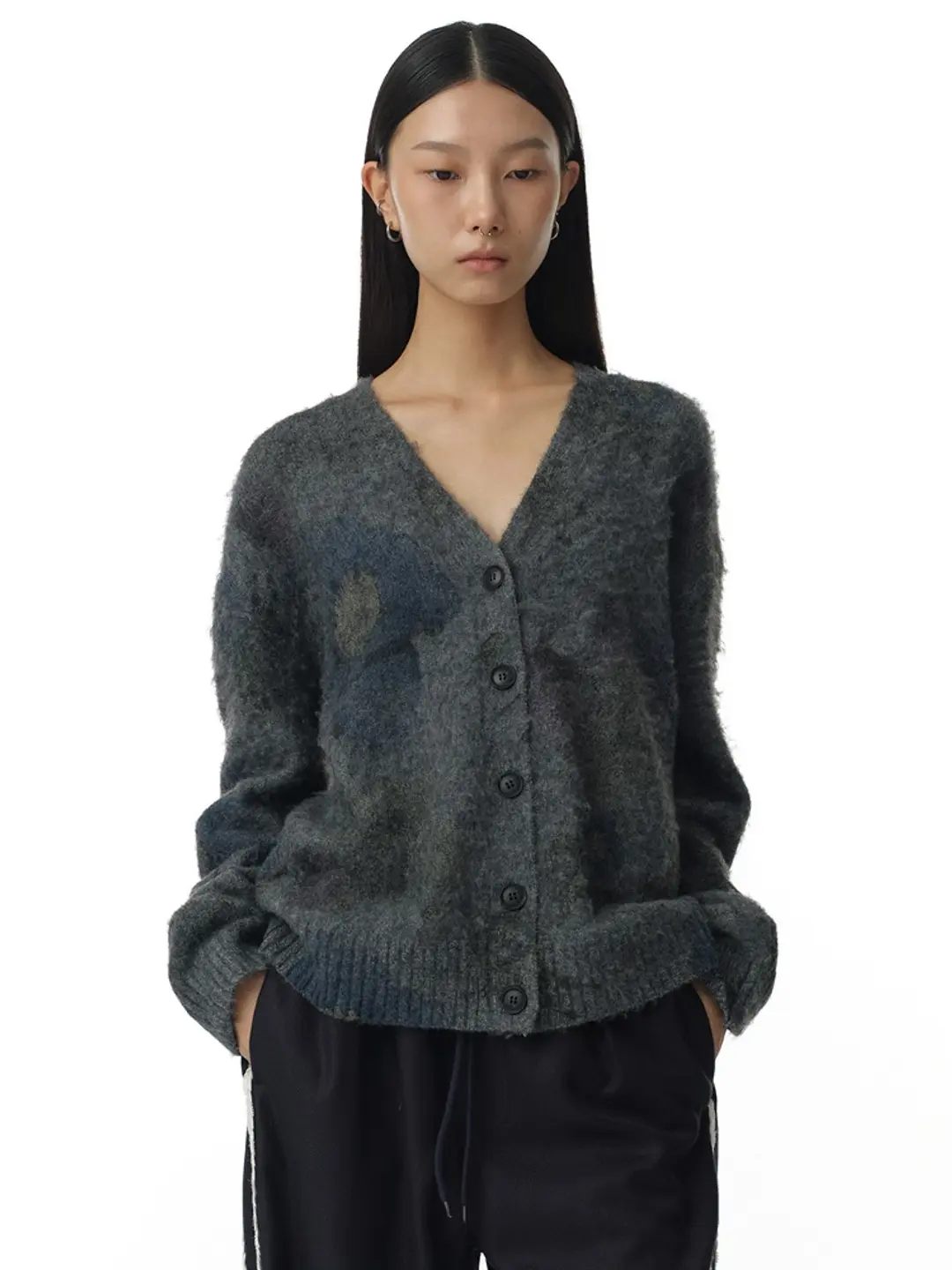밀로 우먼 Printed Loose Cardigan [Gray] 상품 이미지 1