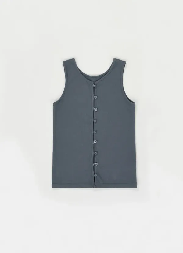 [1차 리오더]Button Sleeveless (Blue)