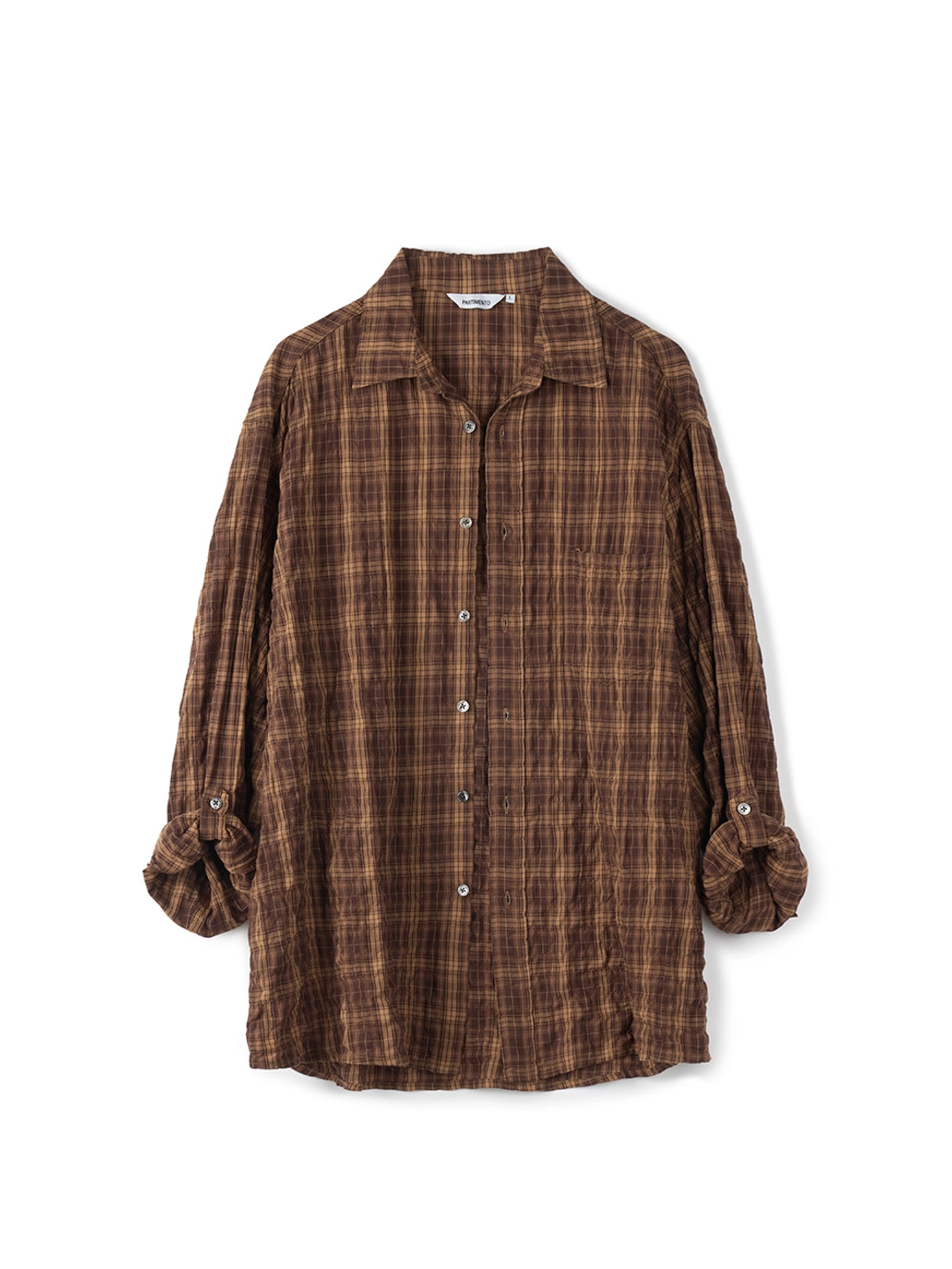 파르티멘토 Vintage Fade Check Roll Up Shirts_Walnut Brown 상품 이미지 3