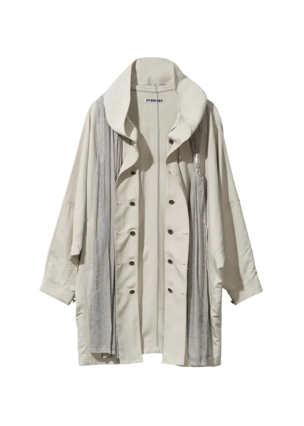 Hooded Coat w/ Graphic Muffler