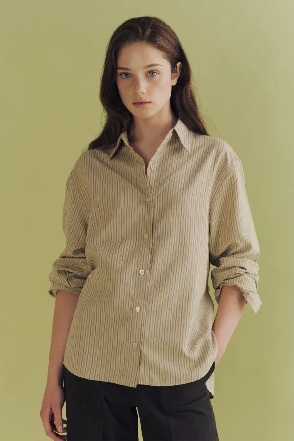 Common stripe shirt (beige)