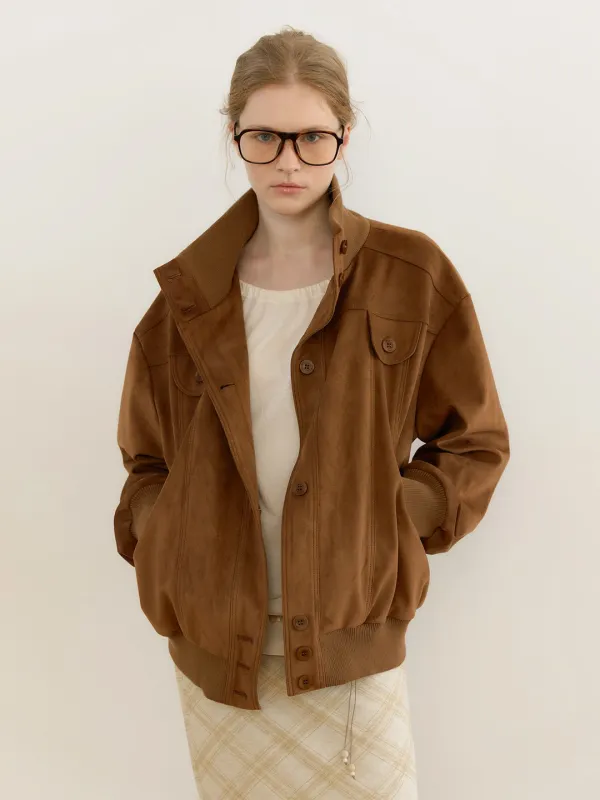 SUEDE BLOUSON BOMBER JACKET [ CAMEL ]