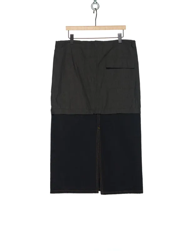 PS25 BLACK ZIP OPEN DENIM SKIRT