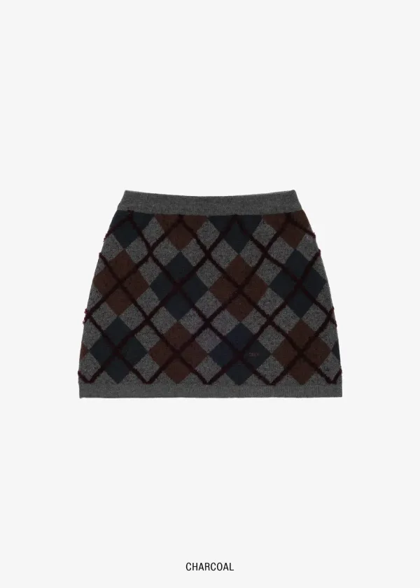 STITCH ARGYLE SKIRT [2COLOR]
