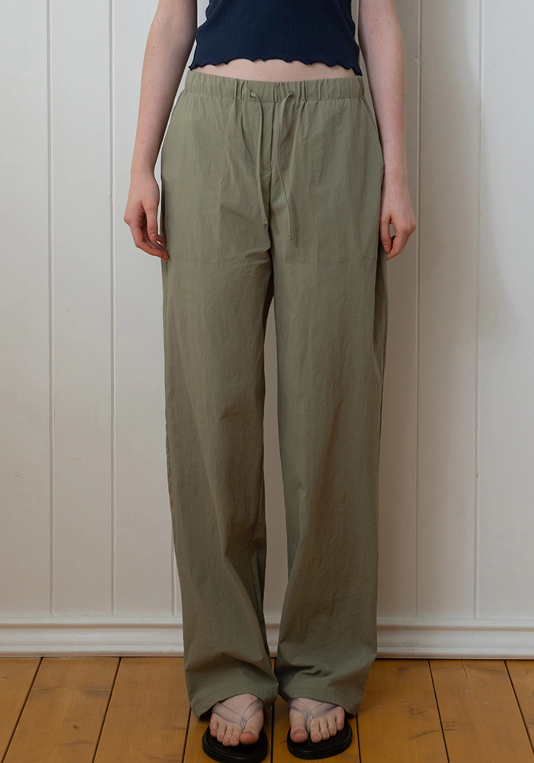 이브세이지 [2차 리오더] Nylon string Pants (Khaki) 상품 이미지 1
