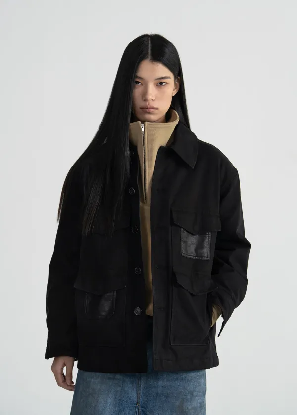 (UNI) MULTI-POCKET PADDED HUNTING JACKET - BLACK