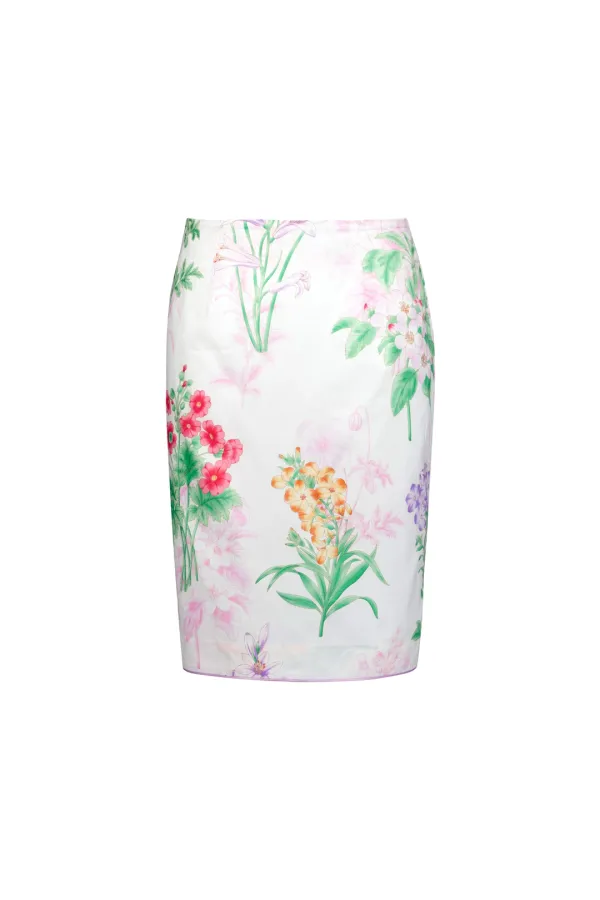 FLORAL TRIM MIDI SKIRT (LILAC)