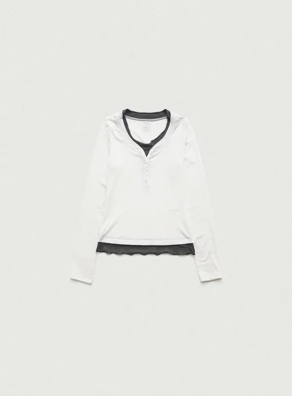 Aimee Slim Layered T-shirt_Ivory