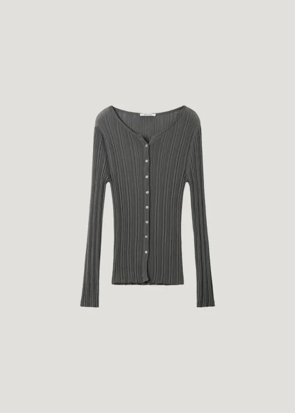 Breeze Rib Cardigan_Charcoal
