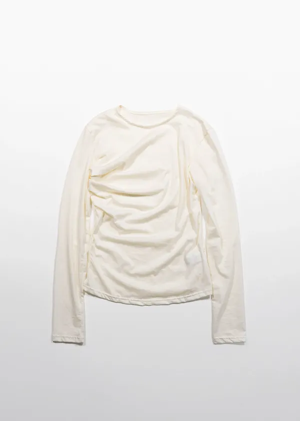COTTON SHIRRING LONG SLEEVE - IVORY