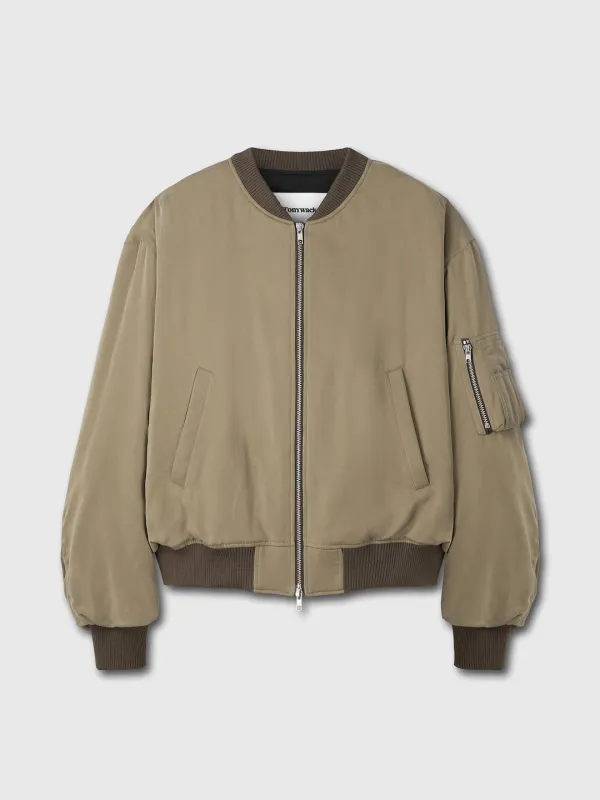 RAYON TWILL BOMBER JACKET_ SAGE