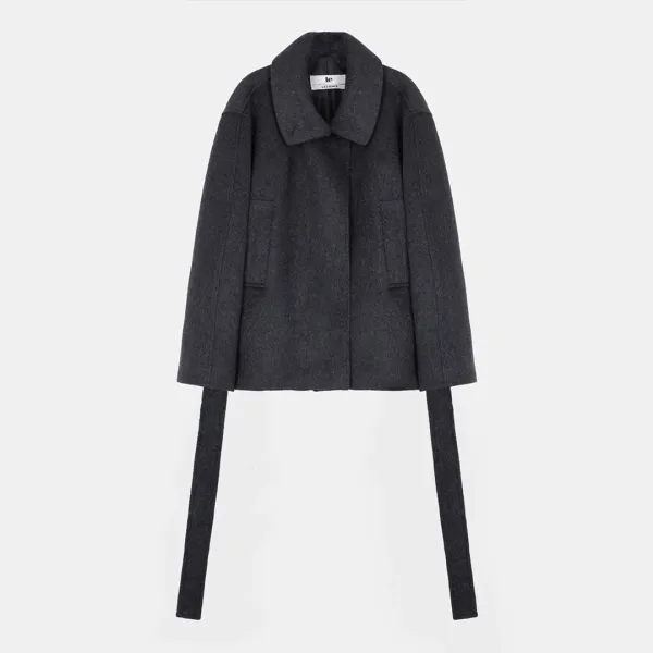 wool belted jacket (charcoal)