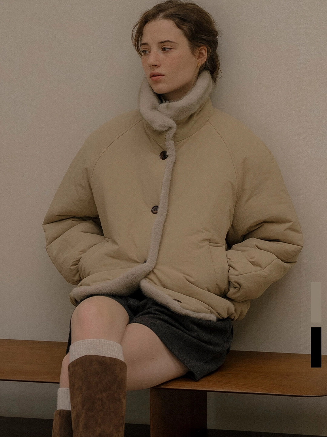 노운베러 Faux-fur quilted puffer jacket [KNFW05JP10]_[2color] 상품 이미지 2