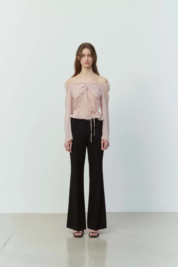 STANDARD SEMI BOOTSCUT SLACKS / BLACK