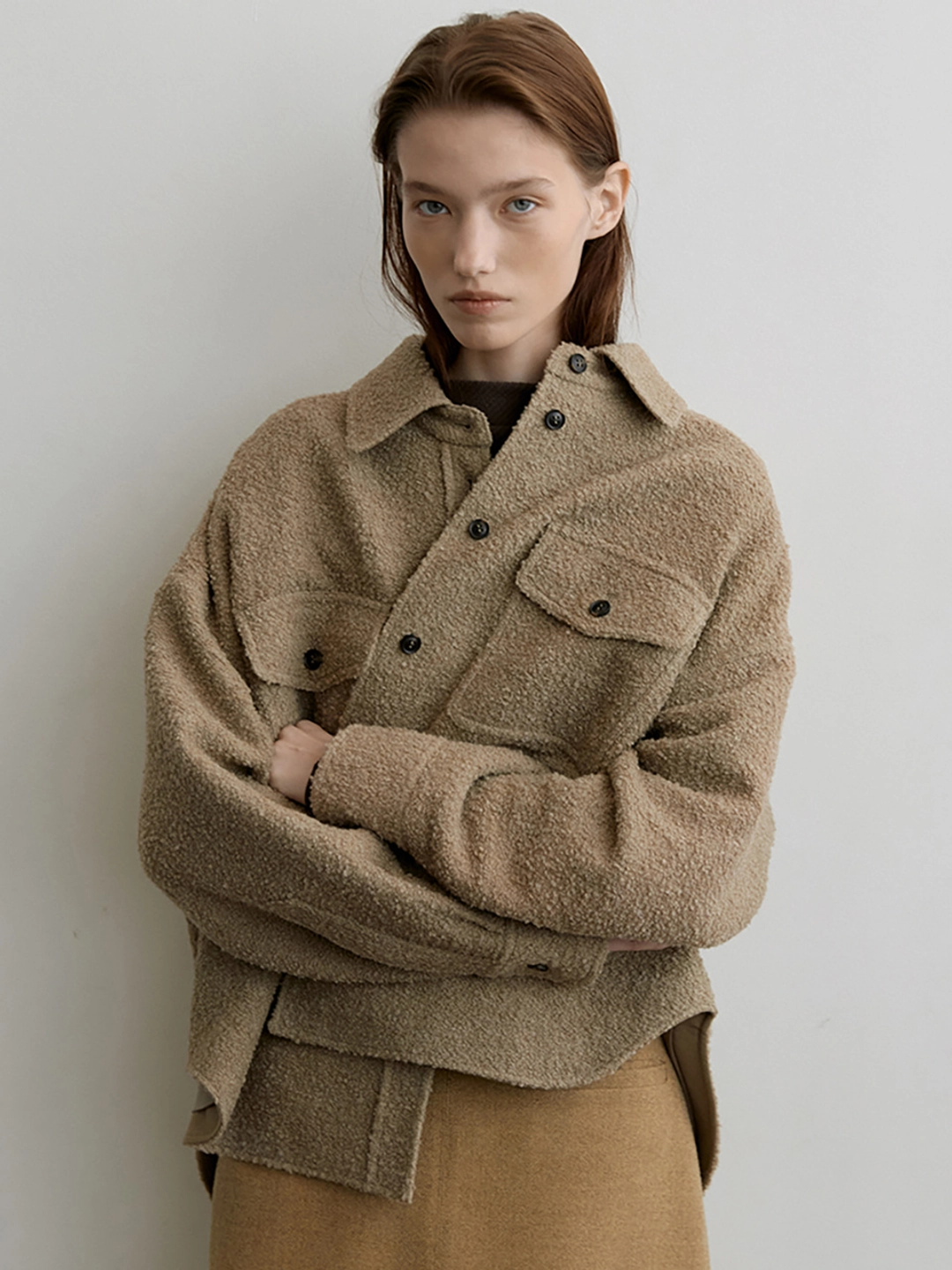 오떼뜨 WOOL BOUCLE SHIRTS-JK_KHAKI 상품 이미지 2