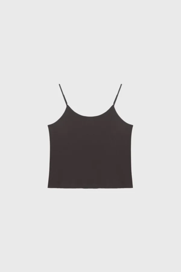 Cotton camisole sleeveless top (green / white / dark brown / dark gray)