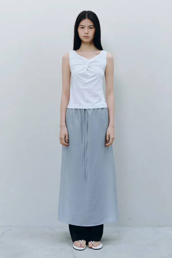 SHEER LONG SKIRT, BLUE GRAY
