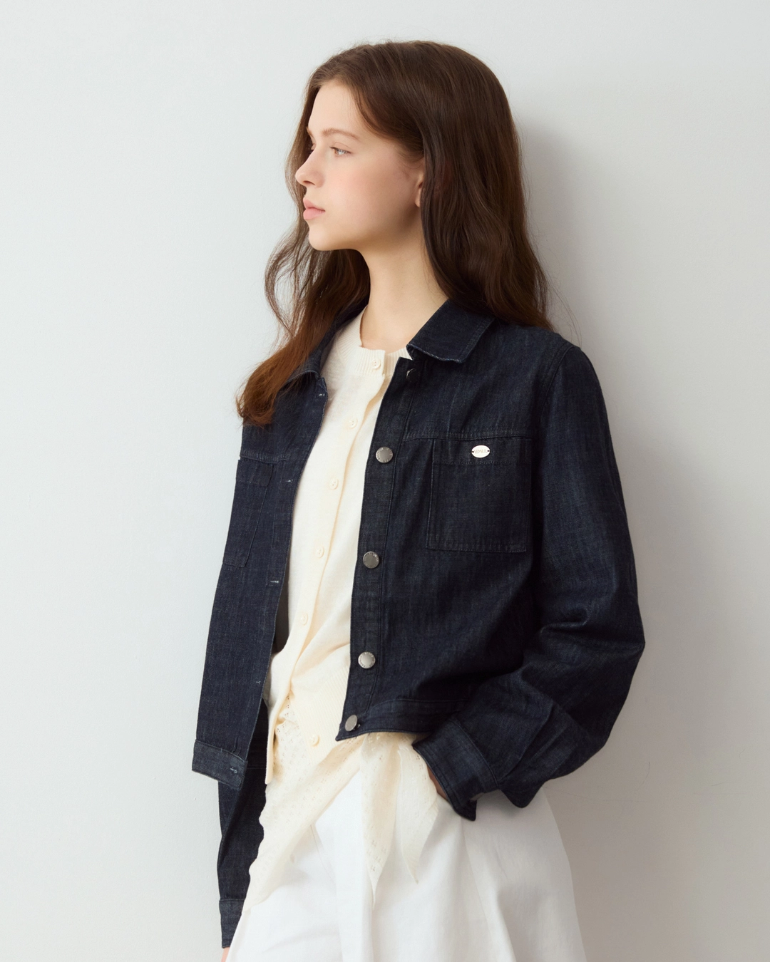 어다울 Minimal raw denim jacket - deep blue 상품 이미지 2