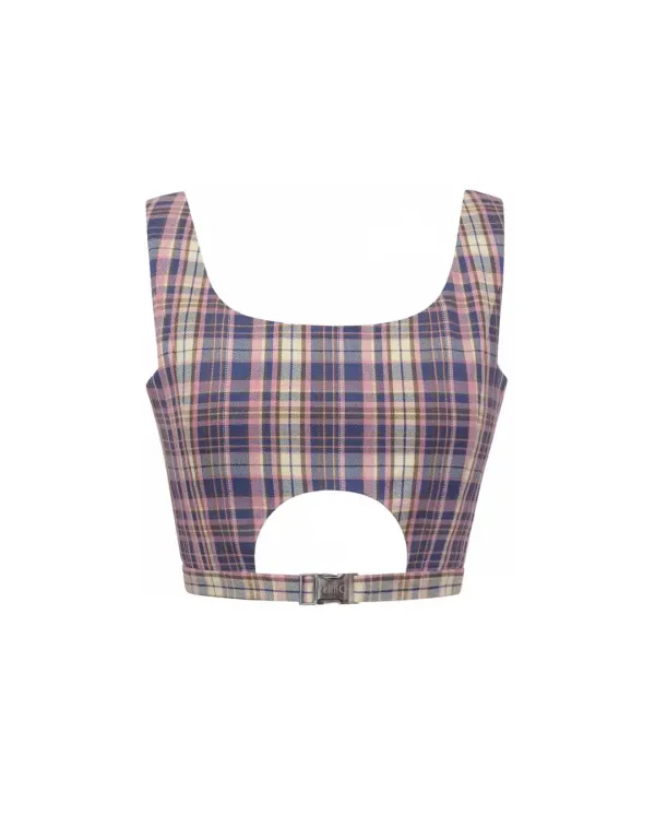 BENTE PASTEL CHECK CROP TANK TOP