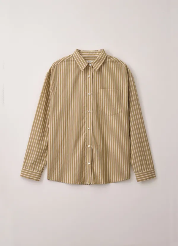 Striped Cotton Shirt (Yellow Beige) Fabric from Japan
