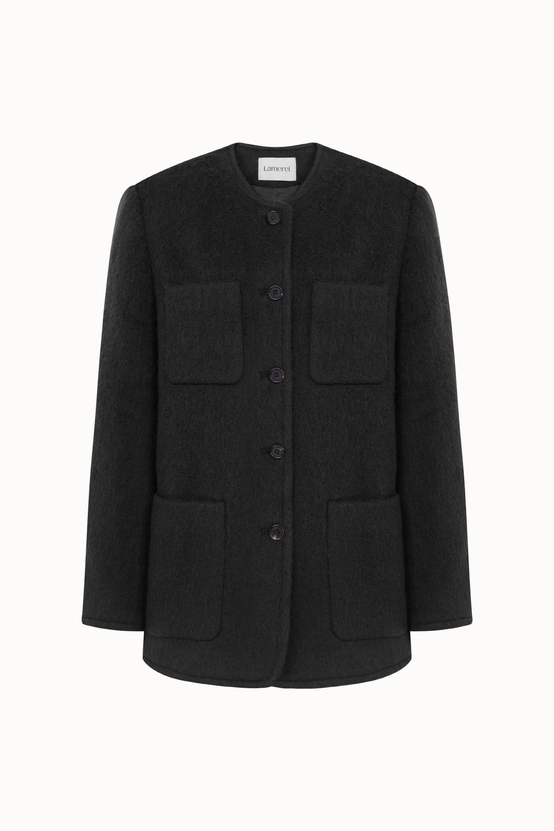 라메레이 Alpaca Round Half Jacket [LMBFWI25JK107]-Black 상품 이미지 2