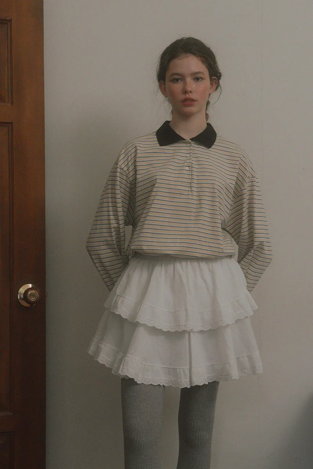 위드아웃썸머 Weekly collar t-shirt_beige 상품 이미지 2